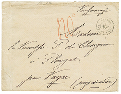 1871 PANAMA PAQ FR. A N°1 + Taxe 40c Rouge (rare) Sur Enveloppe Avec Texte De VALPARAISO Pour La FRANCE. Combinaison Tré - Correo Marítimo