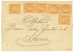 1872 40c SIEGE(n°38)x6 Obl. ANCRE + CONSTANTINOPLE PAQ FR. U N°1 Sur Lettre Pour PARIS. Double Port à 2F40. Signé J.F BR - Other & Unclassified
