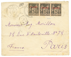 CRETE : 1902 1P S/ 25c(x3) Obl. CANDIE CRETE Sur Enveloppe RECOMMANDEE Pour PARIS. RARE. Superbe. - Otros & Sin Clasificación