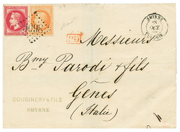 1869 40c(def) + 80c Obl. GC 5098 + SMYRNE TURQUIE Sur Lettre Pour L' ITALIE. TTB. - Autres & Non Classés