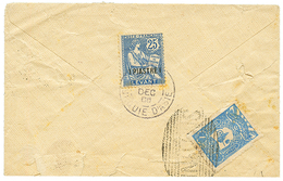 1905 MIXTE LEVANT 1p S/ 25c Obl. SMYRNE TURQUIE D' ASIE + TURQUIE 1P Obl. SMIRNE Au Verso D'une Enveloppe Pour DAMAS SYR - Otros & Sin Clasificación