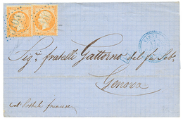 1865 40c(n°23)x2 Obl. GC 5103 + VARNA TURQUIE D' EUROPE Sur Lettre Pour L' ITALIE. TTB. - Andere & Zonder Classificatie