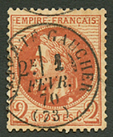 2c Lauré (n°26e) Avec Variété BOULE SUR LE COU Oblitéré. Signé CALVES. RARE. TTB. - Autres & Non Classés