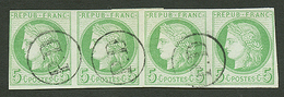 REUNION : COLONIES GENERALES Bande De 4 Du 5c CERES Obl. PD. Rare. Superbe. - Altri & Non Classificati