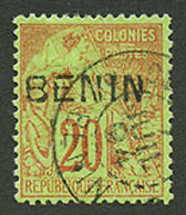 BENIN : 20c(n°7) Oblitéré. Cote 270€. Signé BRUN. Superbe. - Andere & Zonder Classificatie