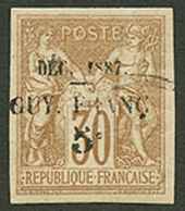 GUYANE : 5c S/ 30c(n°7) TTB Margé Neuf *. Cote 1700€. Signé SCHELLER. Superbe. - Altri & Non Classificati