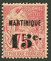 MARTINIQUE : 15c S/ 75c (n°18) Neuf *. Cote 220€. Signé SCHELLER. Superbe. - Autres & Non Classés