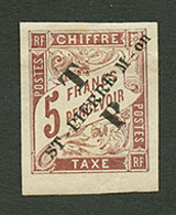 ST PIERRE ET MIQUELON : TAXE 5F MARRON (n°57) Neuf *. Cote 580€ (TILLARD Cote 850). Signé BRUN + SCHELLER. Superbe. - Otros & Sin Clasificación