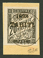 TAHITI : N°21 Oblitéré Sur Fragment. Cote 650€. Signé CALVES. Superbe. - Andere & Zonder Classificatie