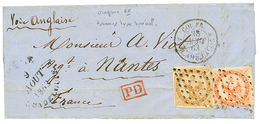 GUADELOUPE : 1863 AIGLE 10c + 40c Losange Type Spécial Sur Lettre Avec Texte Pour NANTES. TB. - Altri & Non Classificati