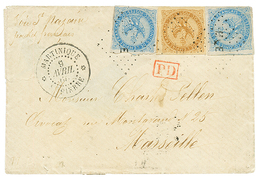 MARTINIQUE : 1866 AIGLE 20c(x2) + 10c Obl. MQE + MARTINIQUE ST PIERRE Sur Env. Pour La FRANCE. TB. - Autres & Non Classés