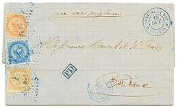 SENEGAL : 1869 AIGLE 10c + 20c + 40c(def) Obl. SNG En Bleu Sur Lettre De ST LOUIS Pour La FRANCE. Affrt TRICOLORE Rare A - Autres & Non Classés