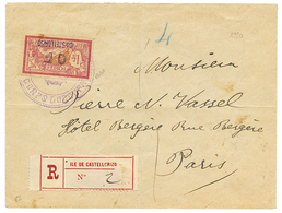 1920 1F(n°42) Sur Lettre RECOMMANDEE De CASTELLORIZO Pour PARIS. Timbres Trés Rare Sur Lettre ( Cote Détaché = 1200€). S - Sonstige & Ohne Zuordnung