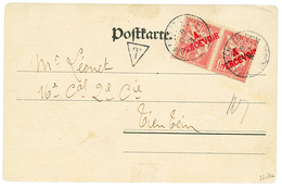 1903 TAXE 10c Surch. A PERCEVOIR(n°18)x2 Obl. TIENTSIN Sur Carte Pour Un Militaire à TIENTSIN. TIMBRES TAXES Trés Rare S - Other & Unclassified