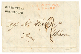 1827 BASSE TERRE GUADELOUPE + COLONIES PAR LE HAVRE Rouge Sur Lettre Avec Texte Pour LE HAVRE. TTB. - Autres & Non Classés