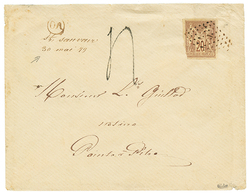 "ST SAUVEUR" : 1879 CG 30c SAGE(pd) + OR + "ST SAUVEUR 30 Mai 79" Manuscrit + Taxe 4 Sur Enveloppe Pour POINTE A PITRE.  - Autres & Non Classés