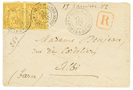 1881 CG Paire 25c SAGE Pd Obl. Sur Enveloppe RECOMMANDEE De POINTE-A-PITRE Pour La FRANCE. Superbe. - Autres & Non Classés