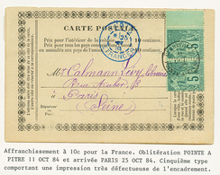 1884CG 5c(x2) Obl. POINTE A PITRE Sur CARTE PRECURSEUR Pour La FRANCE. Superbe. - Andere & Zonder Classificatie