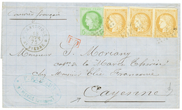 1875 COLONIES GENERALES CERES 5c + 15c(x3) Sur Lettre De ST PIERRE MARTINIQUE Pour CAYENNE En GUYANE. Destination Trés R - Sonstige & Ohne Zuordnung