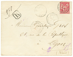 1891 CG 75c SAGE TB Margé Obl. CAYENNE GUYANE Sur Enveloppe RECOMMANDE Pour La FRANCE. RARE. TB. - Autres & Non Classés