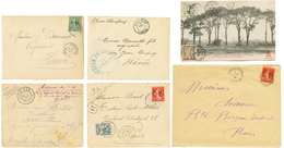 TONKIN : 1908/21 Lot De 6 Lettres Avec TAXE , Timbres F.M, Petits Bureaux. TTB. - Andere & Zonder Classificatie