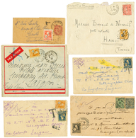 TONKIN - TIMBRES TAXES : 1926/32 Lot De 6 Lettres Dont FRANCE Bande 2c BLANC Taxée 4/5c. TB. - Autres & Non Classés