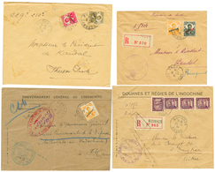 TONKIN - TIMBRES SERVICE : 1934/35 Lot De 4 Lettres Dont 2 RECOMMANDEES, PURSAT CAMBODGE . RARE. TB. - Andere & Zonder Classificatie