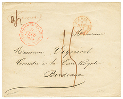 1845 SAINT PIERRE MARTINIQUE En Rouge (rare) + TAxe 15 + OUTRE-MER ROCHEFORT Pour BORDEAUX. TB. - Autres & Non Classés