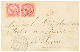 "1F60 Pour Le PEROU" : 1869 Paire Du 80c AIGLE Obl. MQE + MARTINIQUE FORT DE FRANCE Sur Env(pd) Pour LIMA (PEROU). Verso - Andere & Zonder Classificatie