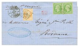 1872 CG Superbe Paire Du 5c EMPIRE (n°8) TTB Margée + 40c(pd) Obl. MQE Sur Lettre De ST PIERRE Pour BORDEAUX. La Paire D - Autres & Non Classés