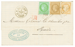 1872 CG 30c EMPIRE + CERES 5c+ 15c Obl. MQE + MARTINIQUE ST PIERRE Sur Lettre Pour La FRANCE. Superbe Affrt Tricolore. T - Autres & Non Classés