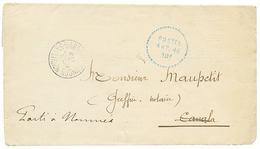 1893 Cachet POSTES ART.46/ 10c En BLEU (rarissime En Bleu) + NOUMEA Sur Lettre Avec Texte (2 Pages) Pour CANALA Redirigé - Autres & Non Classés