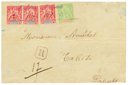 "MAKATEA" : 1910 5c+ 10c(x3) Obl. MAKATEA Linéaire Sur DEVANT De Lettre RECOMMANDEE Pour TAHITI. TB. - Autres & Non Classés