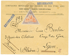 1907 2F Violet (n°60) Obl. DJIBOUTI Sur Env. RECOMMANDEE Pour LYON. Cote Du Timbre Détaché = 130€. Superbe. - Andere & Zonder Classificatie