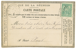 1879CG 10c SAGE Vert Obl. Losange De Pts + REUNION SAINTE ROSE Sur CARTE PRECURSEUR Pour ST PAUL. Rare. TTB. - Autres & Non Classés