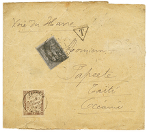 1894 FRANCE 1c SAGE Obl. Sur Bande D' IMPRIME Pour PAPETE (TAIHITI) Taxée à L' Arrivée Avec TAXE COLONIE GENERALE 10c Ob - Autres & Non Classés