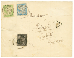 1894 FRANCE 1c SAGE Sur Bande D' IMPRIME Pour PAPEETE Taxée à L' Arrivée Avec COLONIES GENERALES TAXE 5c + 15c Obl. PAPE - Otros & Sin Clasificación