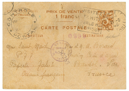 1945 ENTIER OCEANIE 1F Obl. PAPEETE TAHITI + Censures FRANCAISE Et US Pour La FRANCE. Pli Central. Trés Rare. TTB. - Andere & Zonder Classificatie