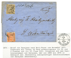 BOSNIA : 1871 TURKEY 10p + 2P On Entire Letter From SARAJEVO To NOVI-PAZAR. Verso, BOSNASARAI. Vf. - Bosnië En Herzegovina
