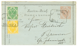 BOSNIA : 1890 P./Stat 5k + 2k + 3k Canc. K. MILIT. POST DOLTUZLA To BREMEN (GERMANY). Vf. - Bosnie-Herzegovine