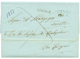 "CANEA" : 1851 CANEA/FEB.8 + FRANCA On DISINFECTED Entire Letter To TRIESTE. Vvf. - Eastern Austria