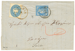 "CANDIA" : 1868 10s Canc. CANDIA + GREECE 20l On Cover To SIRA. Nice Mixed Franking. Vf. - Levant Autrichien