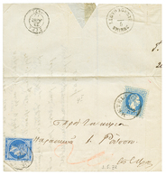 "METELINO " : 1872 10 SOLDI Canc. METELINO + GRECE 20l (4 Nice Margins) On Entire Letter To GREECE. Verso, LLOYD AGENZIE - Oostenrijkse Levant