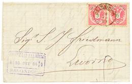 1884 5 Soldi(x2) Canc. SALONICCO On Entire Letter To ITALY. Superb. - Oriente Austriaco