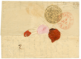 "SERRES" : 1840 SERRES (rare First Type) On DISINFECTED Entire Letter To TRIESTE. Verso, DISINFECTED Wax Seal + SIGILLUM - Levant Autrichien
