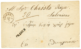 "TENEDOS" : 1864 TENEDOS + FRANCO On Entire Letter To SALONICCO. Very Rare Post Office. Superb. - Oriente Austriaco