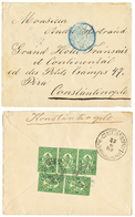 BULGARIA : 1889 2 Covers To CONSTANTINOPLE With 25c + Blue Negativ Cachet (scarce) And 5c(x5) Canc. BUR. AMBULANT TZAABR - Sonstige & Ohne Zuordnung