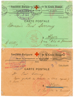 BULGARIA - RED-CROSS WORLD WAR I : 1917 2 Rare RED CROSS POSTACARD "SOCIETE BULGARE DE LA CROIX ROUGE" Datelined From SO - Autres & Non Classés