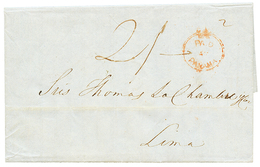 1849 PAID AT PANAMA + "2/-" Tax Marking On Entire Letter From PANAMA To LIMA (PERU). Vvf. - Otros & Sin Clasificación