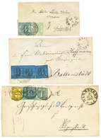 THURN U. TAXIS : 1855/60 Lot 3 Covers With Nice Franking From MEININGEN(x2) And DARMSTADT. Vf. - Autres & Non Classés